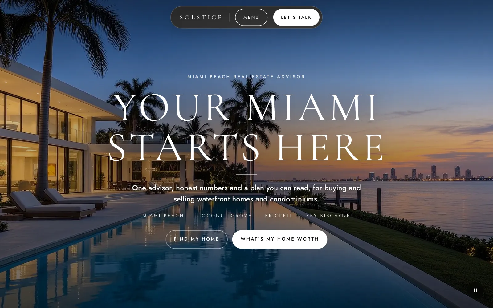 Solstice: a Luxeveo signature design. For solo agents who sell waterfront homes and condominiums